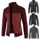 thumbnail image 4 of Chaqueta tipo cárdigan informal de talla grande con cuello alto y forro polar con costuras de punto para hombre, 4 of 4