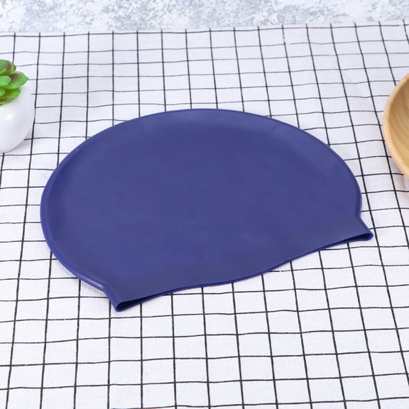 ORDDIART Waterproof Swim Turban Silicone 1Pcs Unisex Dark Blue Lightweight Swimming Gear for Men Women