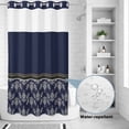 thumbnail image 2 of No Hook Shower Curtain, Boho Navy Blue Flower Shower Curtains for Bathroom with See Through Top Window, Abstract Bohemia Pesley Floral Waterproof & Washable Bath Curtain Small Stall 36"x78", 2 of 9