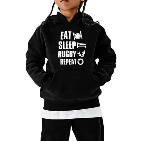 

Hoodies For Boys Fans Sports Gift Sweatshirt Vintage Rugby Player Sports Retro Kids Rugby Pullover Baby Sweater Black 4-5 Years