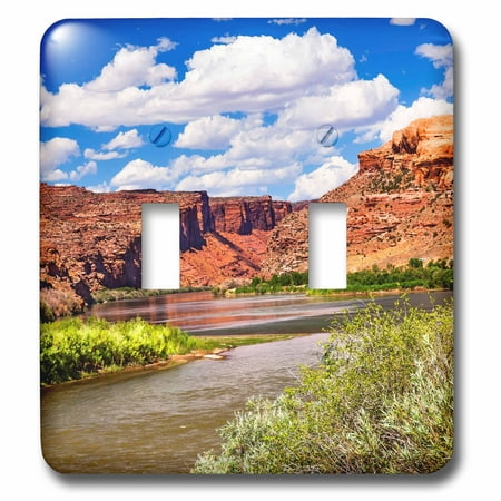 Moab Colorado Fiber 3dRose Colorado River through rugged landscape, Red Rock Canyon, Moab, Utah - Double Toggle Switch (lsp_260385_2) ()