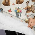 thumbnail image 3 of Oversized Wearable Blanket Hoodie,Beige Highland Cow Boot Flower Pattern Sherpa Blanket Hoodie with Super Pockets,Super Warm Fuzzy Pullover for Women & Men, 3 of 6