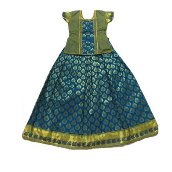 South Indian Lehenga Girls skirt Darker GREEN - 32" (SIDG10)