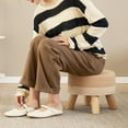 thumbnail image 2 of Vanity Stool Chair Hemp Rope Footstool Hand Weave Ottoman with Padded Seat,Small  Foot Rest with Wooden Legs for Bedroom,Small (Natural+Beige), 2 of 14