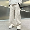 thumbnail image 4 of Bixock Boys Sweatpants High Waist Cargo Pants Kids Trousers Elastic Waist Solid Color Side Pocket Loose Stretch Fall Winter Outdoor Sport Casual Wear Size 5-6Years, 4 of 5