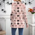 thumbnail image 6 of WTOBBY Women's Lightweight Open Front Cardigan Sweater Long Sleeve Casual Loose Thin Knit With Pockets Halloween Print Cover Up Top For Fall Layering,Pink M, 6 of 6