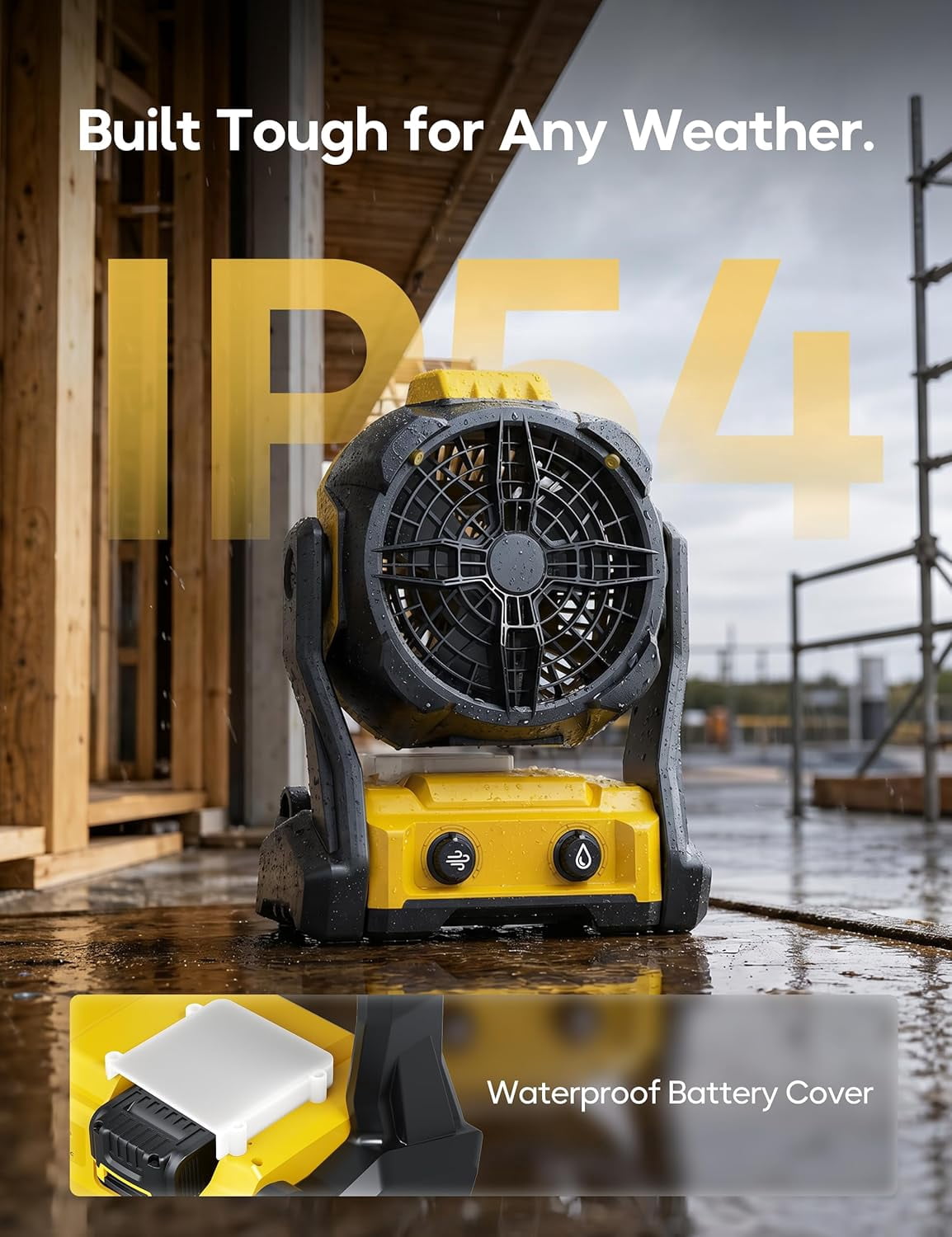 Misting Fan for DeWalt 20V Max Battery, Cordless Portable Spray Cooling Fan with USB Port & Hanging Hook, Variable Speed, Ideal for Jobsite, Camping, Outdoor & Indoor Use (Bare Tool)