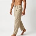 thumbnail image 5 of Guluxicc Men's Cotton Dress Pants with Pockets Button Front Loose Long Straight Leg Trousers for Summer Golf Wear Business Casual Outfits, 5 of 6