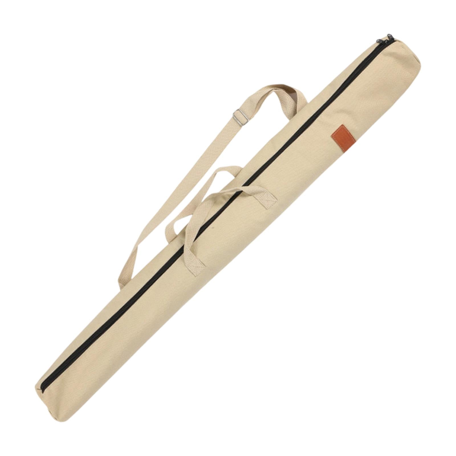 Aymzbd Fishing Pole Travel Carry Case Canvas Fishing Rod Organizer Backpack Lightweight Beige 130cm