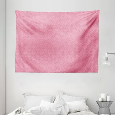 Pale Pink Tapestry, Baroque Pattern with Damask Inspired Motifs Old Fashioned Rococo Influences, Wall Hanging for Bedroom Living Room Dorm Decor, 80W X 60L Inches, Pink Pale Pink, by Ambesonne