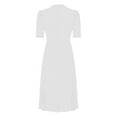 thumbnail image 5 of Summer Dresses For Women 2025 Sevevn Women's Casual Solid Color Round Neck Short Sleeve Round-Neck Mid-Calf Dress, 5 of 6