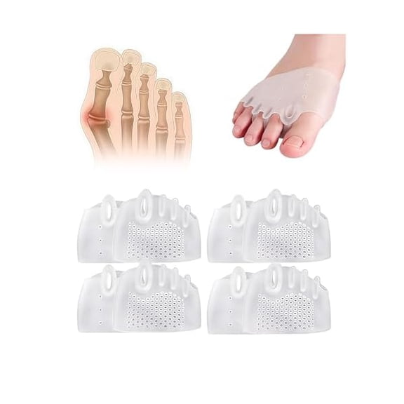 WEEKS Hyggear Silicone Toe Separators – 4 Pairs Medical-Grade Toe Spacers & Bunion Corrector for Men & Women, Ergonomic 3 mm Breathable Soft Silicone Toe Spacers for Pain Relief & Alignment