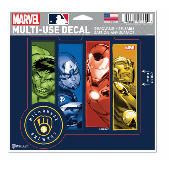 Milwaukee Brewers MARVEL MULTI-USE DECAL 5" x 6"