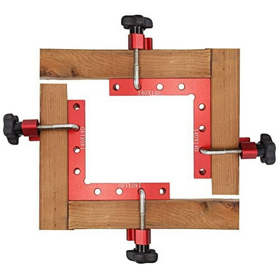 90 Degree Positioning Squares with 4 Clamps, 5.5" x 5.5" Sturdy Aluminum Alloy L-Type Right Angle Corner Clamp for Picture Frame Box, Cabinets, Drawers, Woodworking or Welding