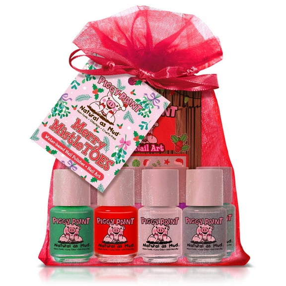 Piggy Paint Merry MistleTOES Gift Set - Kids Non-toxic Nail Polish, Stocking Stuffer, Christmas, Holiday
