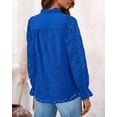 thumbnail image 2 of PRETTYGARDEN Women's Dressy Casual Blouse Tops Fall Puff Long Sleeve Button V Neck Hollow Out Lace Embroidered Shirts, 2 of 6