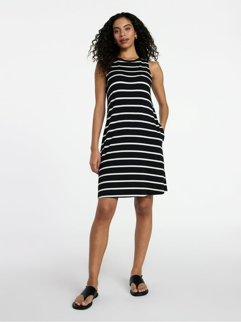 Time and Tru Womens Sleeveless Knit Swing Dress, Sizes Xs-xxxl