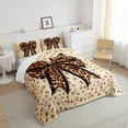 thumbnail image 3 of Homewish Cartoon Bow Knot Queen Comforter Set,Leopard Print Bowtie Bedding Sets,Brown Black Bedding Comforter Set For Kids,Breathable Home Decor Reversible,3 Pieces, 3 of 8