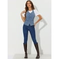 thumbnail image 4 of DARING DIVA Women's Halter Neck Button Down Backless Jean Waistcoat M Blue, 4 of 6