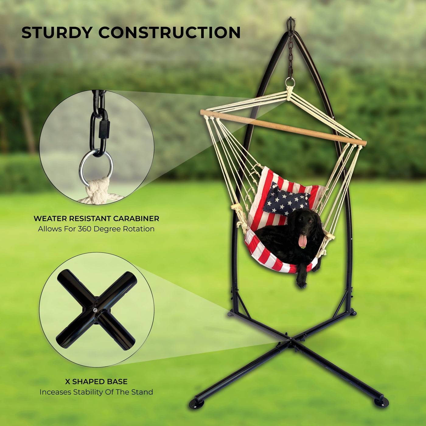Backyard Expressions Hammock Swing Stand for Indoor/Outdoor, Heavy Duty Hanging Chair Stand