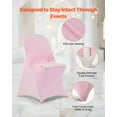 thumbnail image 2 of VEVOR 50 Pcs Pink Chair Covers, Polyester Spandex Chair Cover, Stretch Slipcovers for Wedding Party Dining Banquet Flat-Front Chair Covers, Fits Chair Measures up to 17.72 x 18.11 x 30.31 inch, 2 of 9
