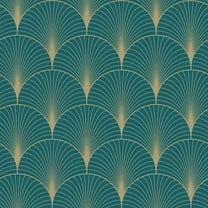 ESTA Home Lempicka Teal Art Deco Motif Wallpaper, 20.9-in by 33-ft