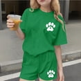 thumbnail image 2 of Babcutegg Girls Summer Printed Short Sleeve Round Neck Top and Matching Shorts Two-Piece Set – Lightweight Casual Outfit for Warm Weather Wear Green Size 9-10, 2 of 9