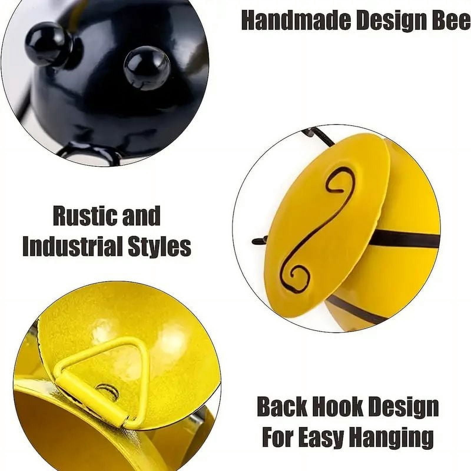 3pcs/4pcs Metal Bee Wall Art Sculptures, Metal Wall Art 3D Sculpture Metal Bumble Bee Wall Decor, Garden Yard Fence Decorations Metal Art Bee Figurine, Garden Yard Art Sign For Outdoor