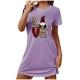 thumbnail image 2 of Nighties for Women Cotton Nightdress Sleep Tee Short Sleeves Print Nightshirt Soft Sleepwear Loungewear Purple L, 2 of 5