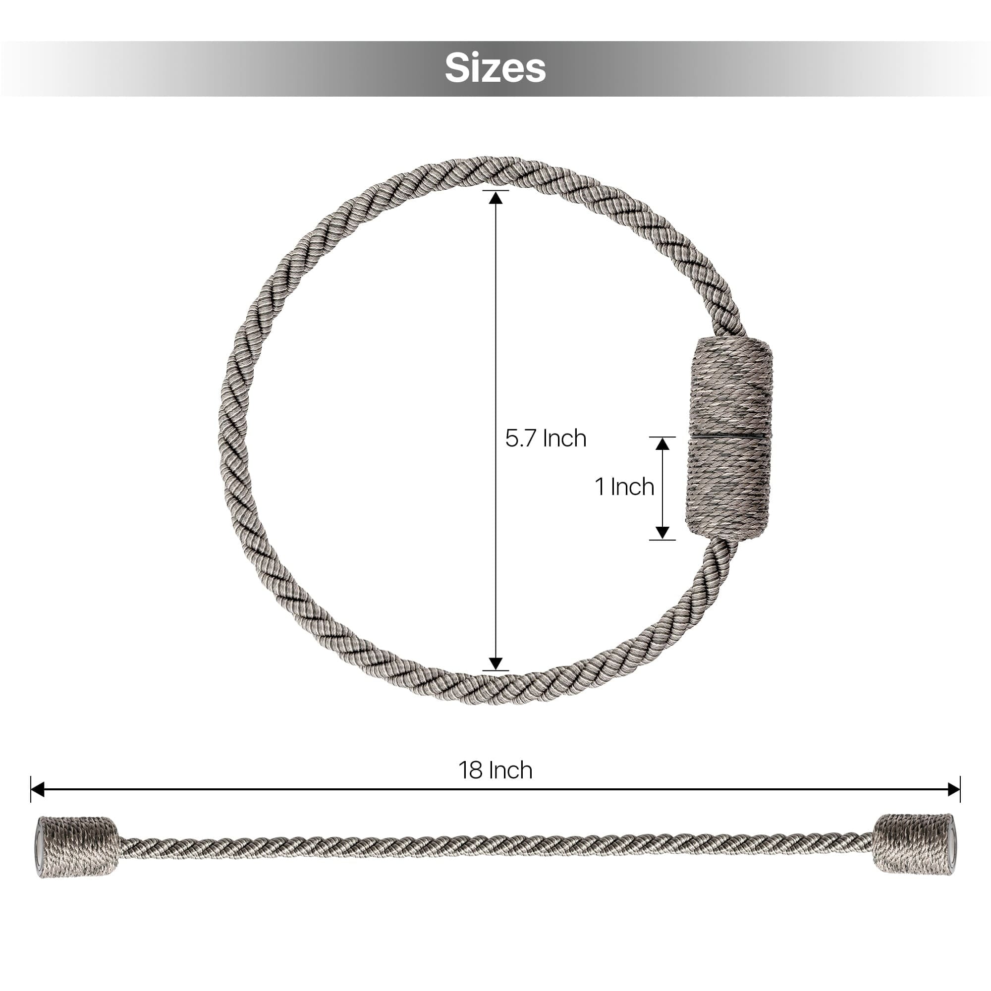 Mainstays 2-Pack Magnetic Tiebacks for Curtains, 17.5 Inch - Gray