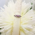thumbnail image 5 of Dazzlingrock Collection 14K Round Pink Sapphire & White Diamond 3 Stone Split Shank Engagement Ring, White Gold, Size 7.5, 5 of 5
