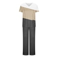 thumbnail image 1 of UAMVSH Ensembles de Travail pour Femme Tenues Imprimées Tendance avec Poches Hauts à Manches Courtes et Pantalons Larges Pantalons Athlétiques Classiques (Moyen, Gris 2), 1 of 4