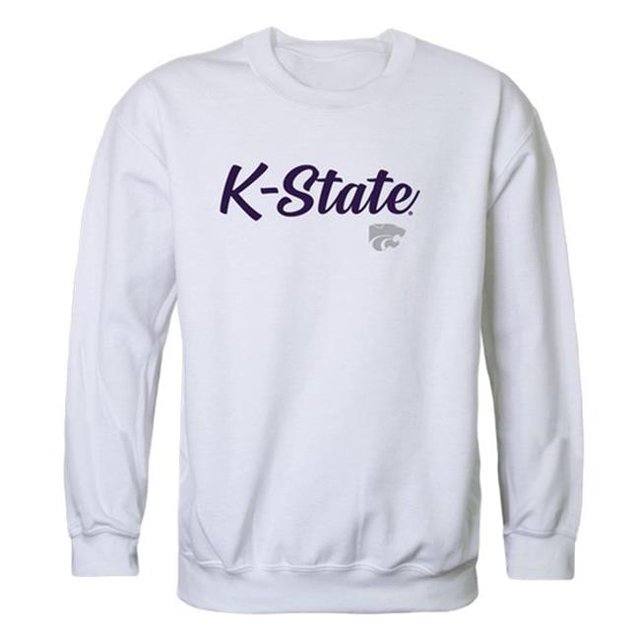 W Republic Products 556-127-WHT-04 Kansas State University Script Crewneck T-Shirt, White - Extra Large