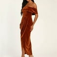 thumbnail image 3 of formal Gowns and Evening Dresses Holiday Dress Ladies One Shoulder Slit Dress Velvet Skirt, 3 of 8