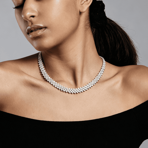 Rhinestone Choker Necklace Silver Plated Row Necklaces Sparkly Crystal Necklace Chain Jewerly Fashion Minimalist Party Prom Accessories for Women