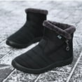 thumbnail image 3 of Waterproof Winter Women Shoes Snow Boots Fur-lined Slip on Warm Ankle, 3 of 6