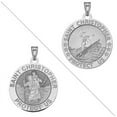 thumbnail image 2 of Surfing - Saint Christopher Doubledside Sports Religious Medal  2/3 Inch Solid 14K White Gold, 2 of 2