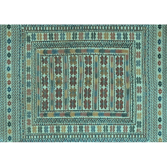Ahgly Company Indoor Rectangle Southwestern Light Blue Country Area Rugs, 8' x 10'