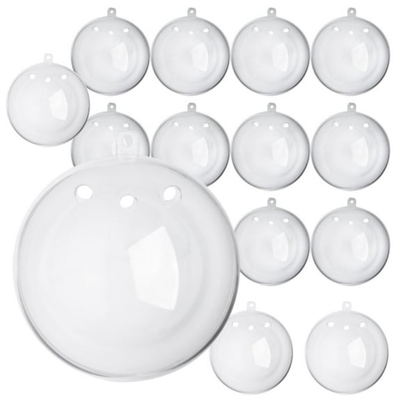 14pc Acrylic Fillable Clear Ball Ornaments 80mm - for Christmas and Crafts - Factory Direct Craft