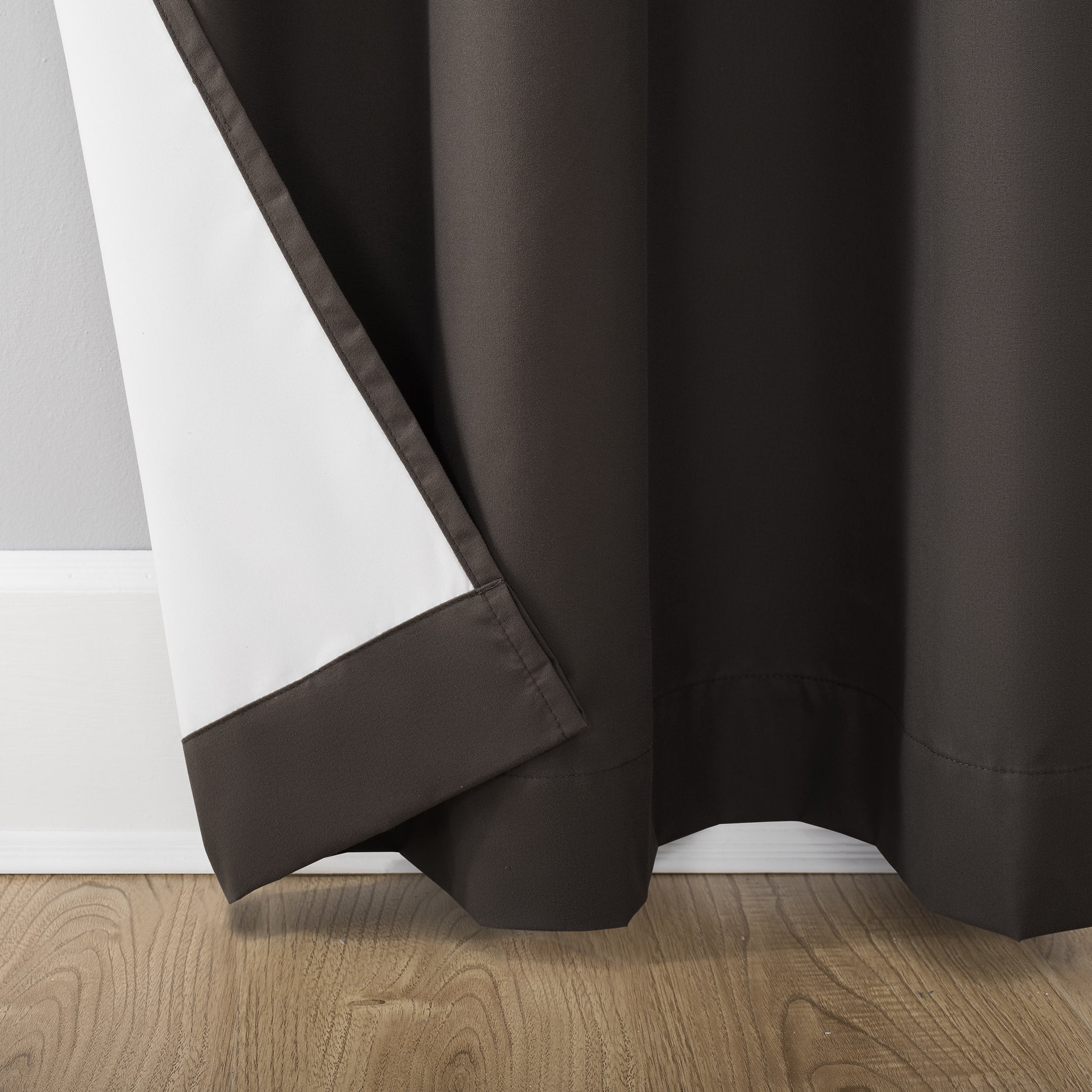 Sun Zero Cyrus 1-Piece  Thermal 100% Blackout  Back Tab/Rod Pocket Curtain Panel, Chocolate, 40”W x 84"L
