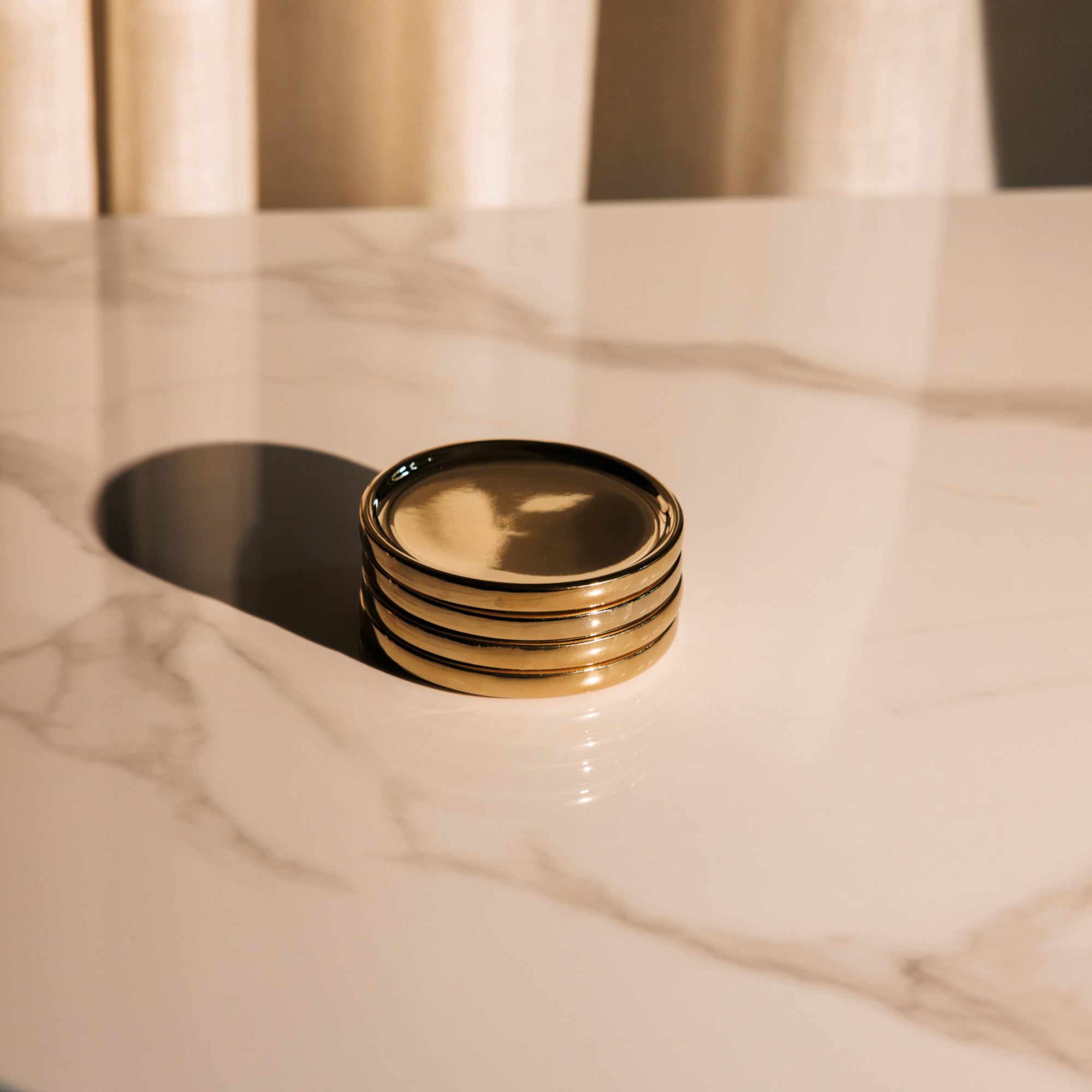 Thyme & Table Gold Ceramic Coaster Set, Set of 4