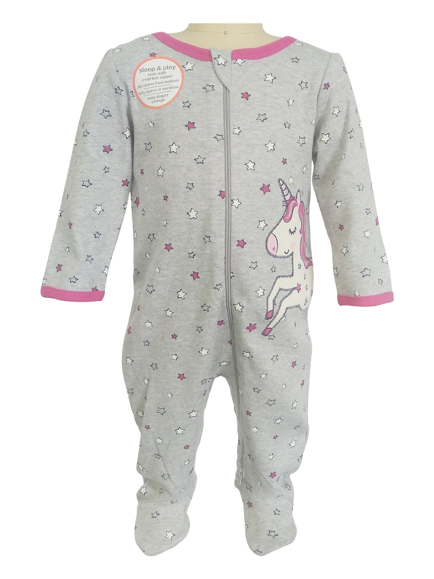 Carter's Baby Terry Gray/Pink/White Mouse Sleep & Play One-Piece New 9 Months 