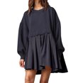 thumbnail image 4 of xiaxaixu Robe Chandail en Molleton Surdimensionnée pour Femmes Patchwork Manches Longues Col Rond Robe Mini Ample Pull Tops, 4 of 6