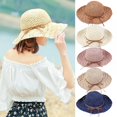 thumbnail image 5 of Women Summer Hand-woven Sun Hat Foldable Wide-side Cap Fisherman Cap Straits Sun Cap, 5 of 5