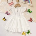 thumbnail image 5 of Zehjuhan Toddler Girls Easter Dress Bunny Embroidery Crewneck Short Butterfly Sleeve A-Line Back Button Closure White，9-12M, 5 of 12