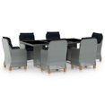 thumbnail image 1 of vidaXL 7 Piece Outdoor Dining Set with Cushions Poly Rattan Light Grey, 1 of 12