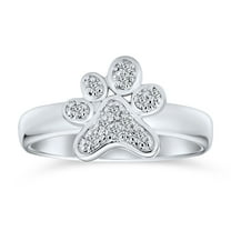 Bling Jewelry Womens Animal Lover Cocktail Statement Ring CZ Pave Pet Paw Print