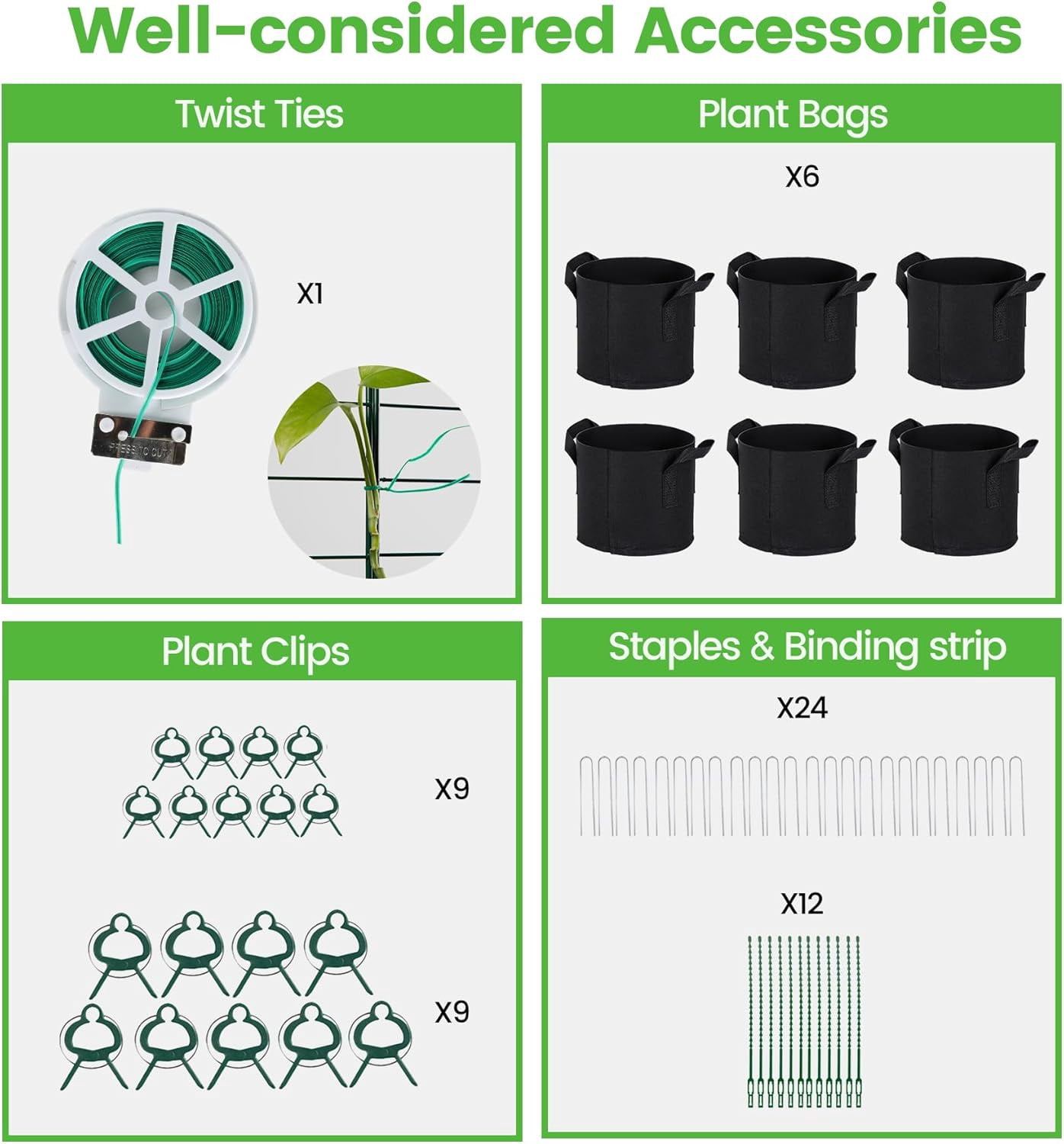 Foldable Cucumber Trellis - 3 Pack, 48" L x 34" W A-Frame Trellis, Climbing Plants Support Raised Bed Trellis, with Twist Ties & Plant Bags for Outdoor Yards Gardens