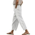 thumbnail image 2 of Linen Pants for Women 2025 Summer Lightweight Elastic Waist Drawstring Casual Pants with Pockets Trousers, 2 of 6
