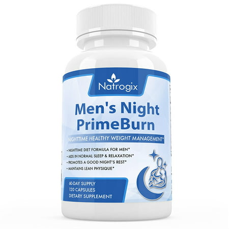 Natrogix Nighttime Fat Burner pour hommes, 120 Vcaps, gestion de poids et sommeil aide à brûler les graisses, construire des muscles et stimuler le métabolisme pendant que vous dormez